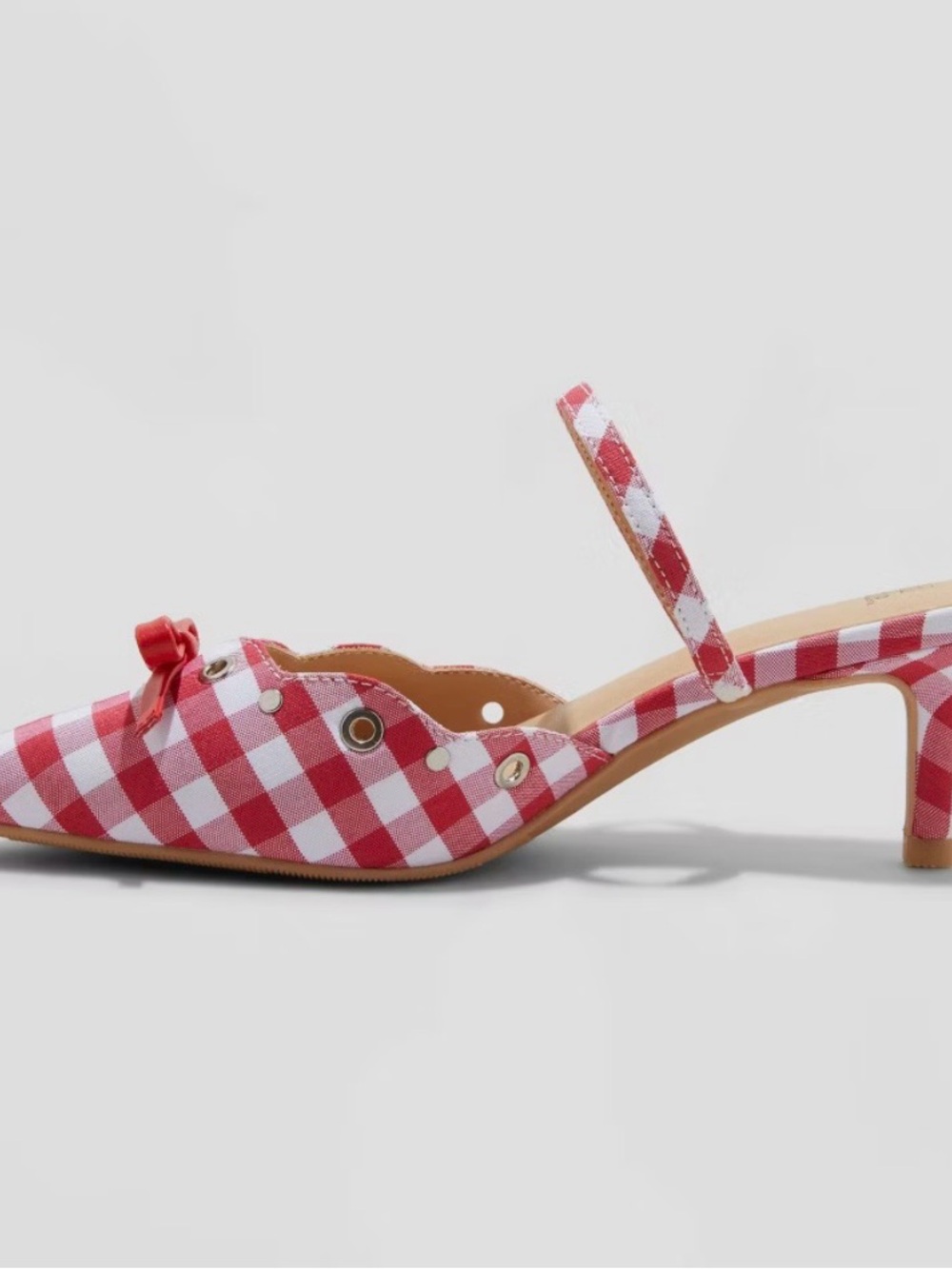 wild fable Red & White Gingham Pointed Slingback Mule with Bow - Picture 2 of 8